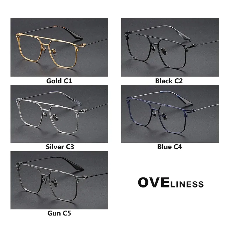 Oveliness Unisex Full Rim Square Double Bridge Titanium Eyeglasses 81000