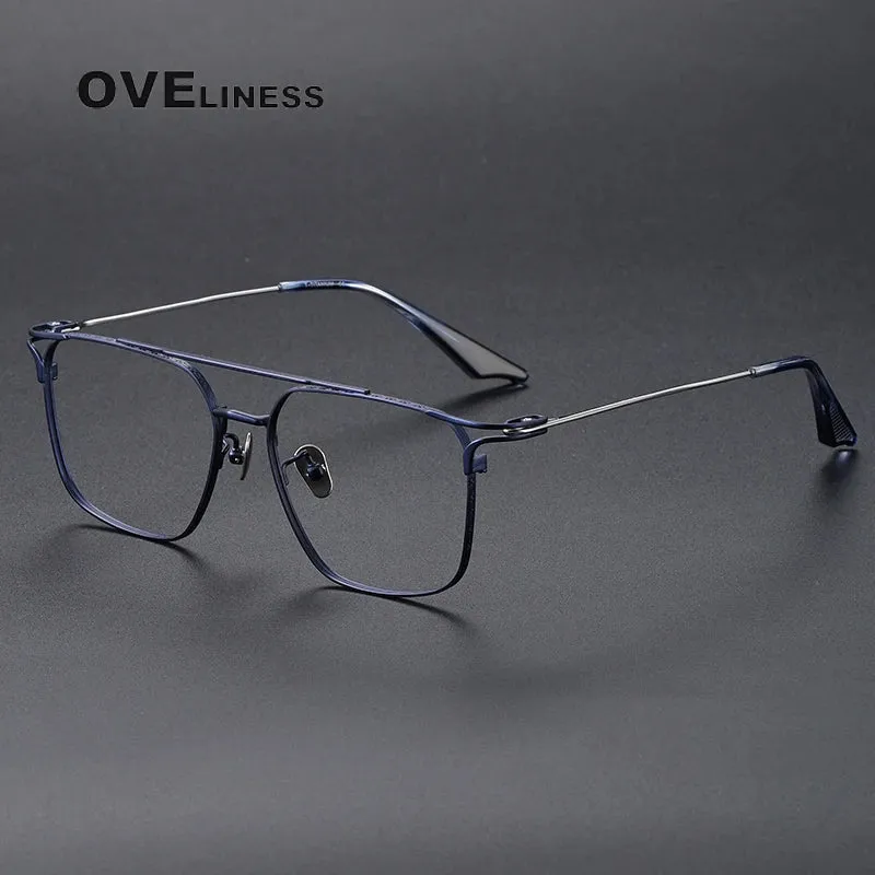 Oveliness Unisex Full Rim Square Double Bridge Titanium Eyeglasses 81000