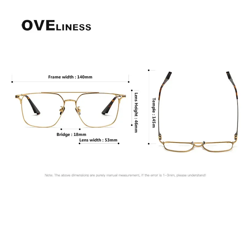 Oveliness Unisex Full Rim Square Double Bridge Titanium Eyeglasses 81000