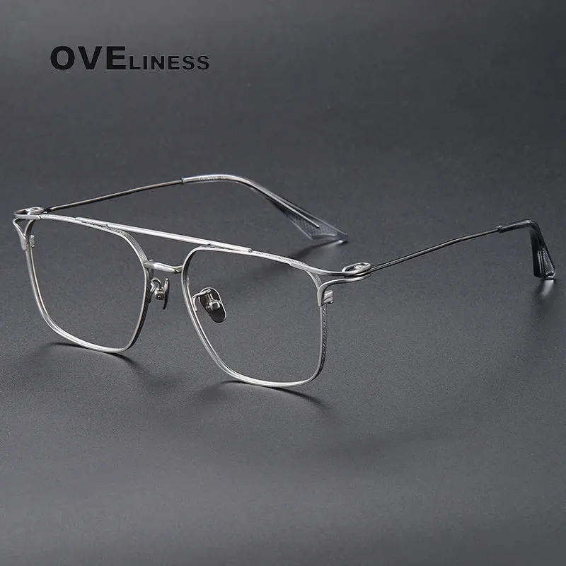Oveliness Unisex Full Rim Square Double Bridge Titanium Eyeglasses 81000