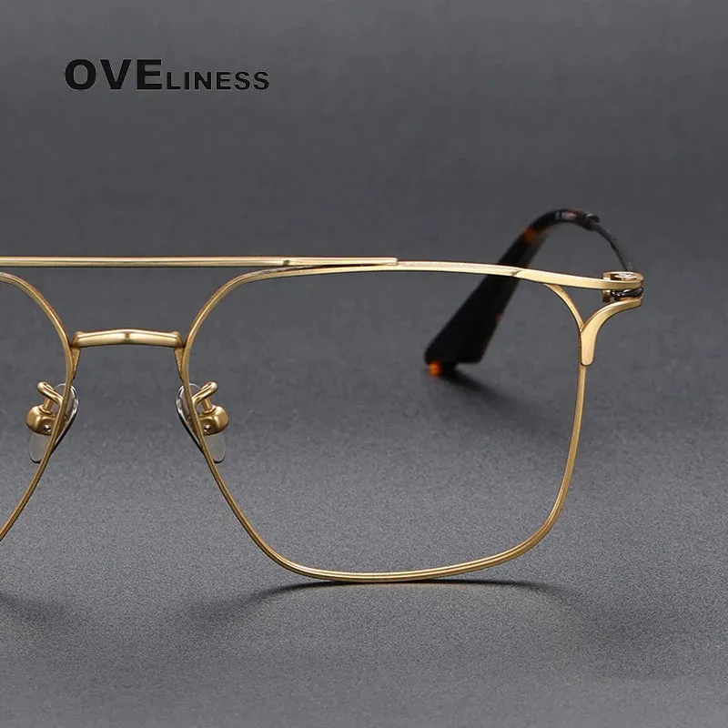 Oveliness Unisex Full Rim Square Double Bridge Titanium Eyeglasses 81000