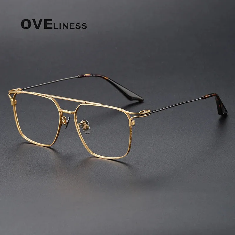 Oveliness Unisex Full Rim Square Double Bridge Titanium Eyeglasses 81000