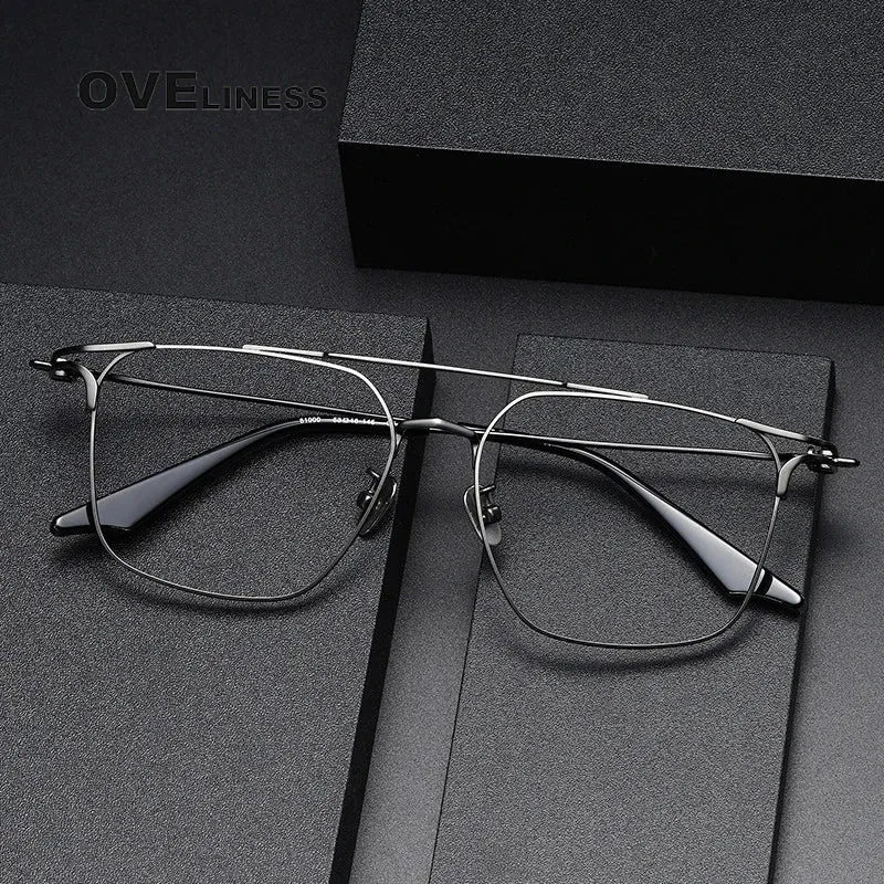 Oveliness Unisex Full Rim Square Double Bridge Titanium Eyeglasses 81000