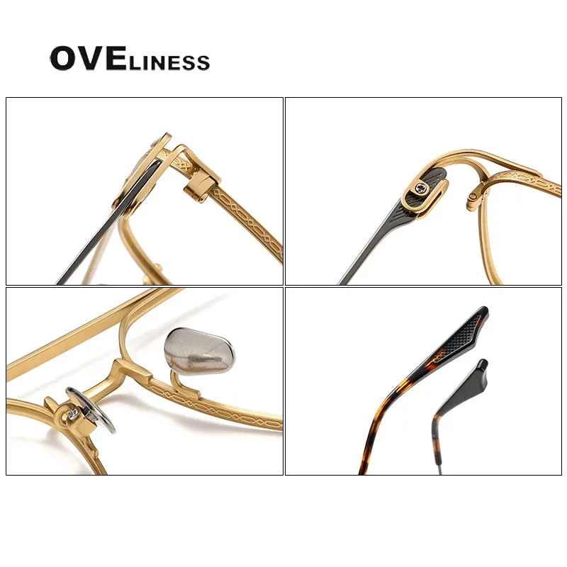 Oveliness Unisex Full Rim Square Double Bridge Titanium Eyeglasses 81000