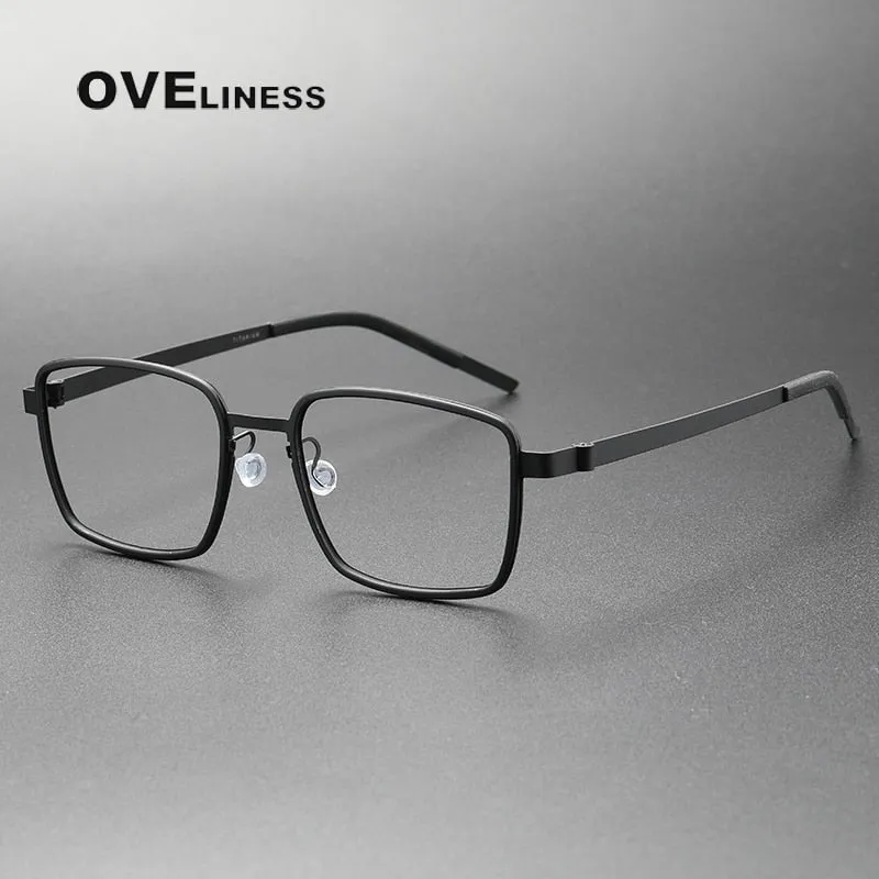 Oveliness Unisex Full Rim Square Screwless Acetate Titanium Eyeglasses 9754
