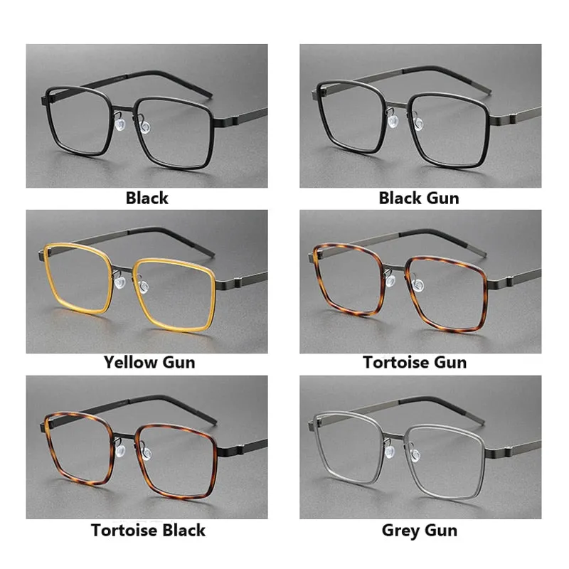 Oveliness Unisex Full Rim Square Screwless Acetate Titanium Eyeglasses 9754