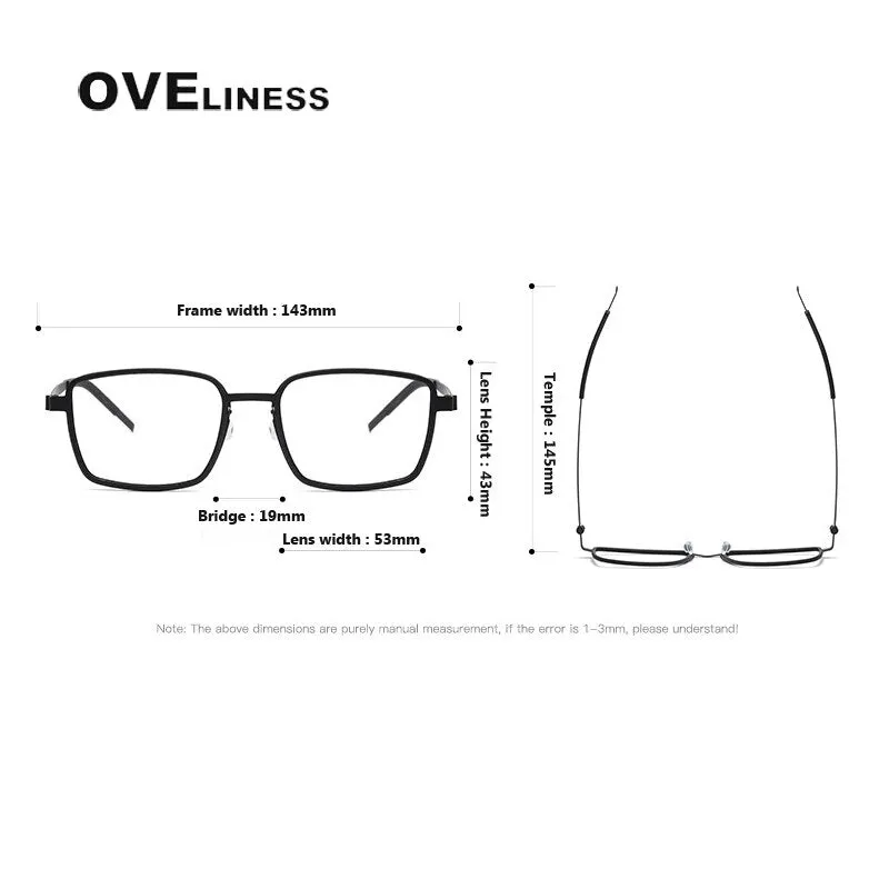 Oveliness Unisex Full Rim Square Screwless Acetate Titanium Eyeglasses 9754