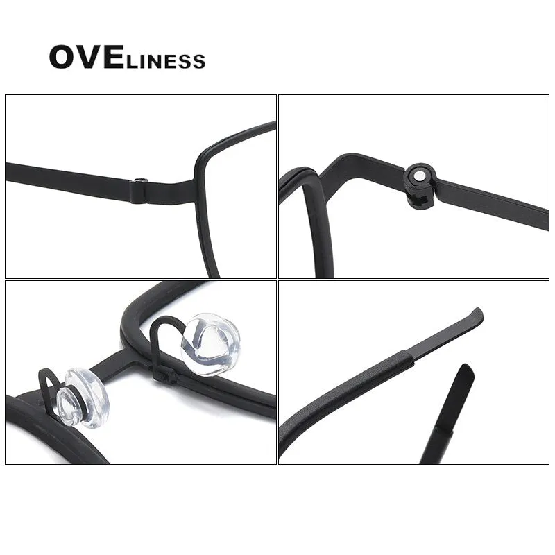 Oveliness Unisex Full Rim Square Screwless Acetate Titanium Eyeglasses 9754