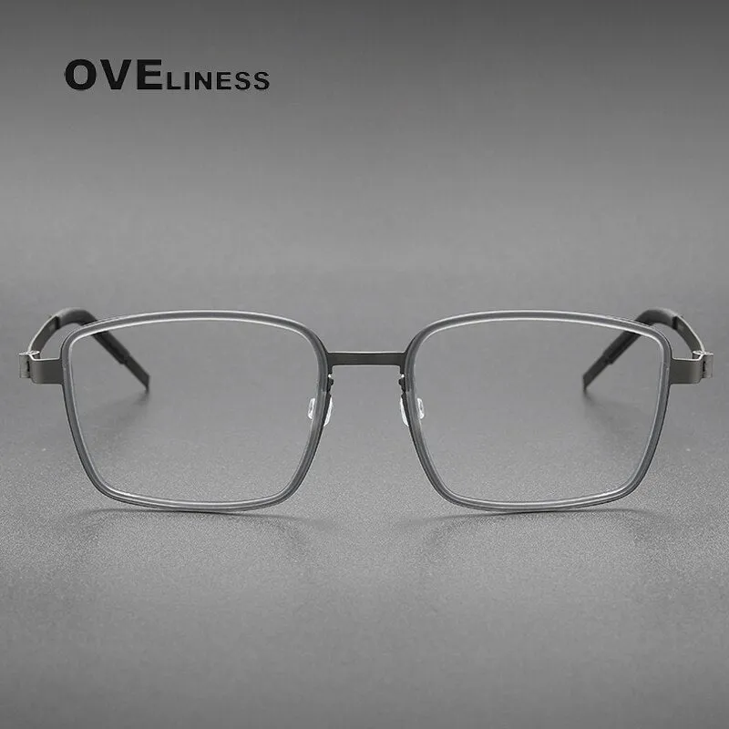 Oveliness Unisex Full Rim Square Screwless Acetate Titanium Eyeglasses 9754