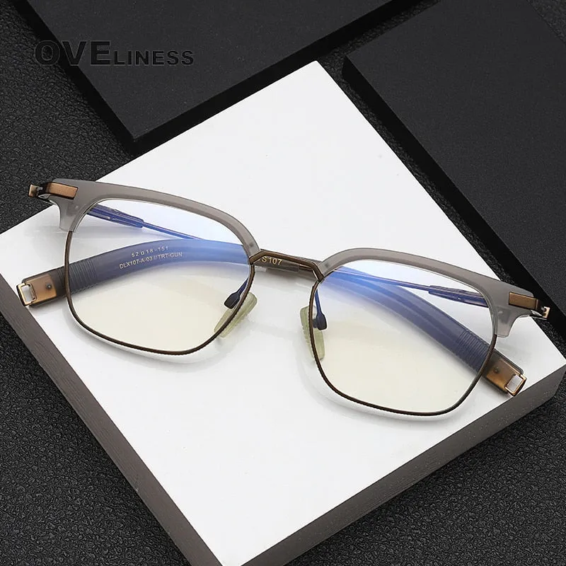Oveliness Unisex Full Rim Square Titanium Acetate Eyeglasses Dlx107