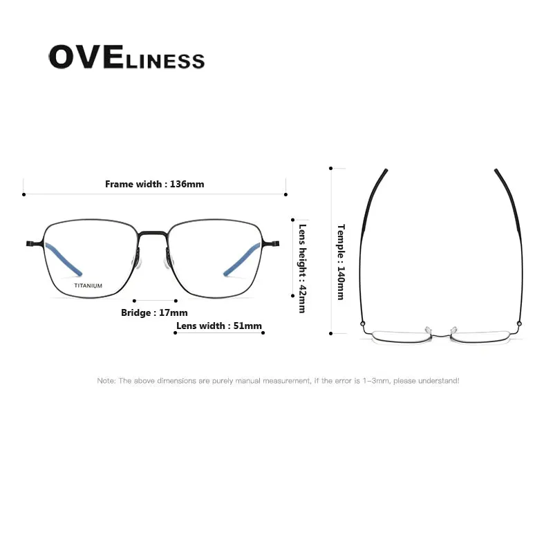 Oveliness Unisex Full Rim Square Titanium Eyeglasses 5506