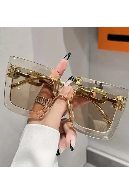 Oversize Gold Transparent Sunglasses