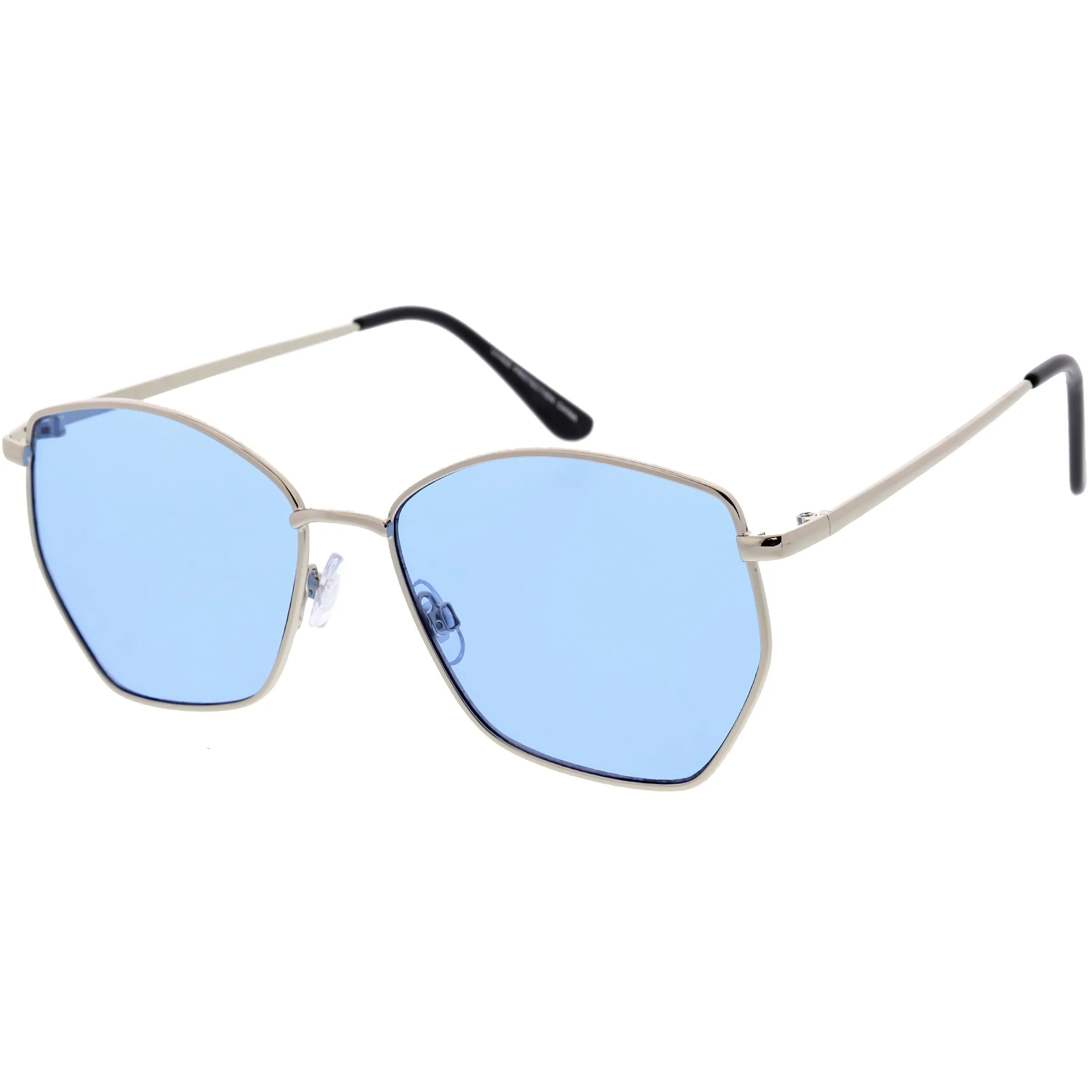 Oversize Retro Geometric Color Tone Flat Lens Metal Sunglasses C947