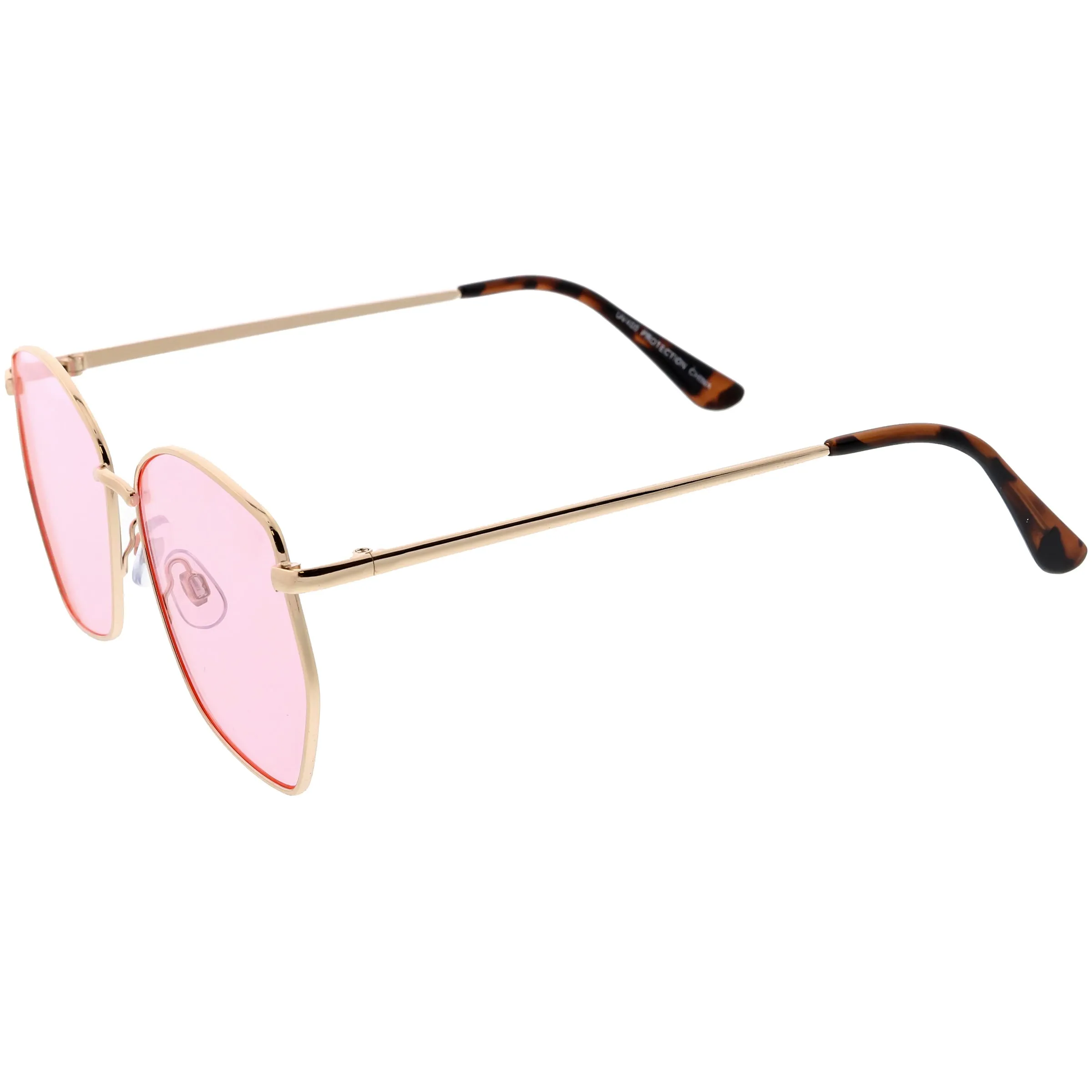 Oversize Retro Geometric Color Tone Flat Lens Metal Sunglasses C947
