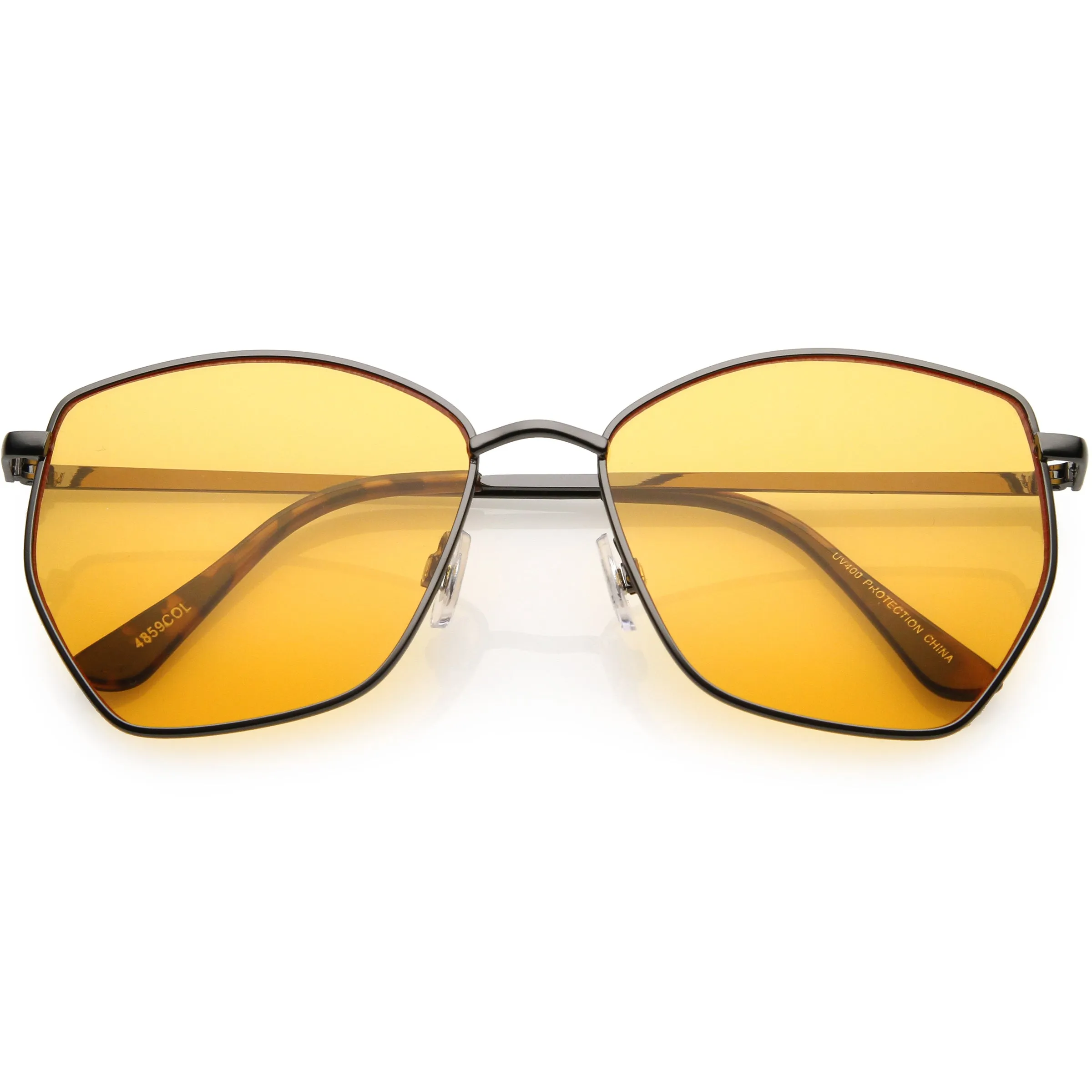 Oversize Retro Geometric Color Tone Flat Lens Metal Sunglasses C947