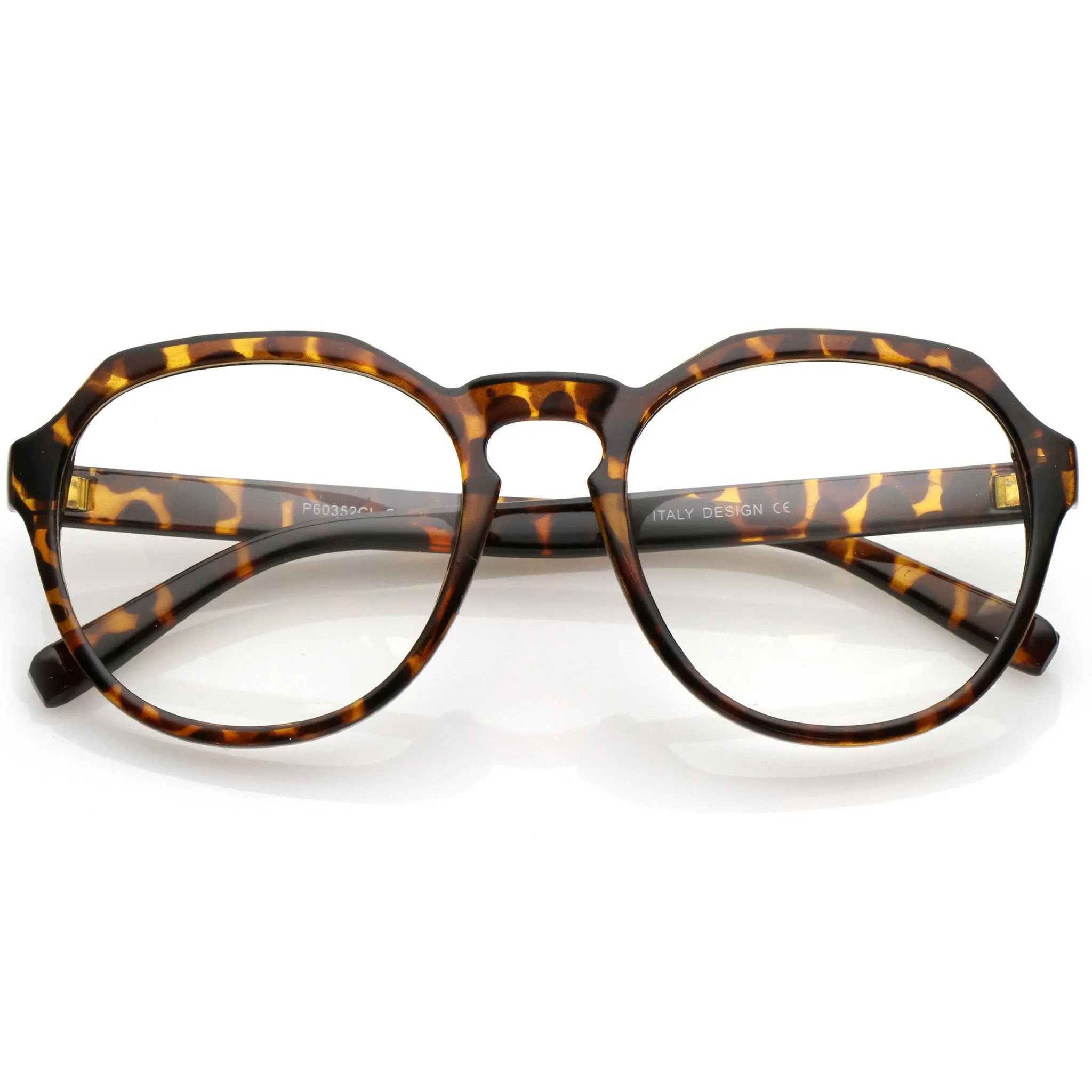 Oversize Retro Round Transparent Clear Lens Glasses C237