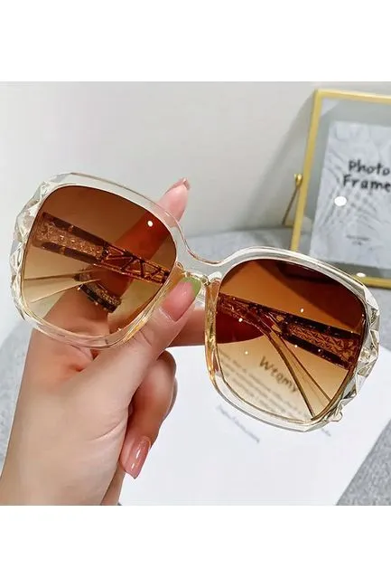 Oversize Transparent Frame Gradient Sunglasses