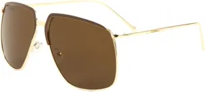 Oversized Geometric Color Brown Piece Thin Frame Aviator Sunglasses