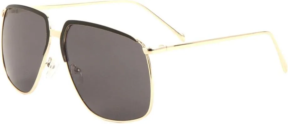Oversized Geometric Color Brown Piece Thin Frame Aviator Sunglasses