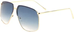 Oversized Geometric Color Brown Piece Thin Frame Aviator Sunglasses