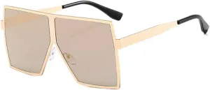 Oversized Mirror Women Sunglasses Female Metal Frame Sunglasses Men Vintage Eyewear Big Shades UV400(4,One Size)