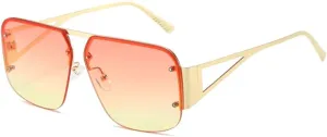 Oversized Sun Glasses Retro Metal Frame Sunglasses For Women Men Vintage Shades UV400