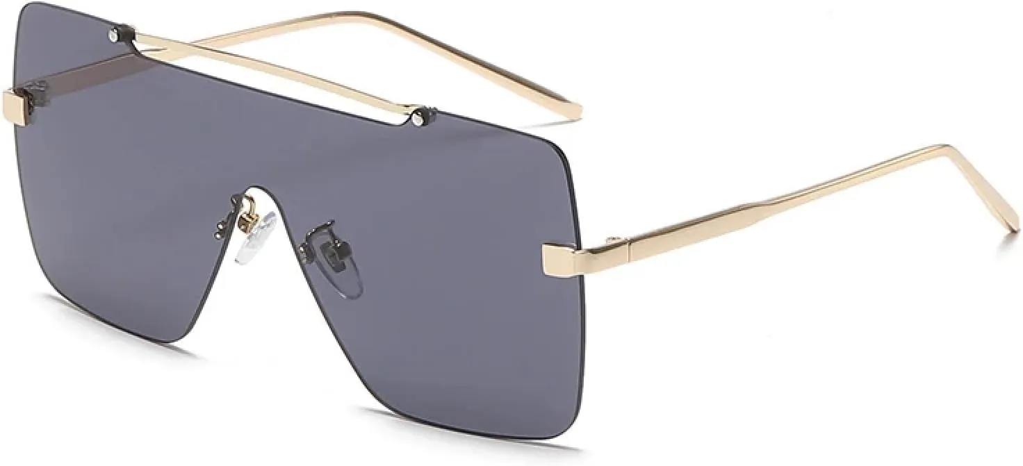 Oversized Sunglasses for Women Fashion Flat Top Gradient Lens One Piece Men Uv400 Outdoor