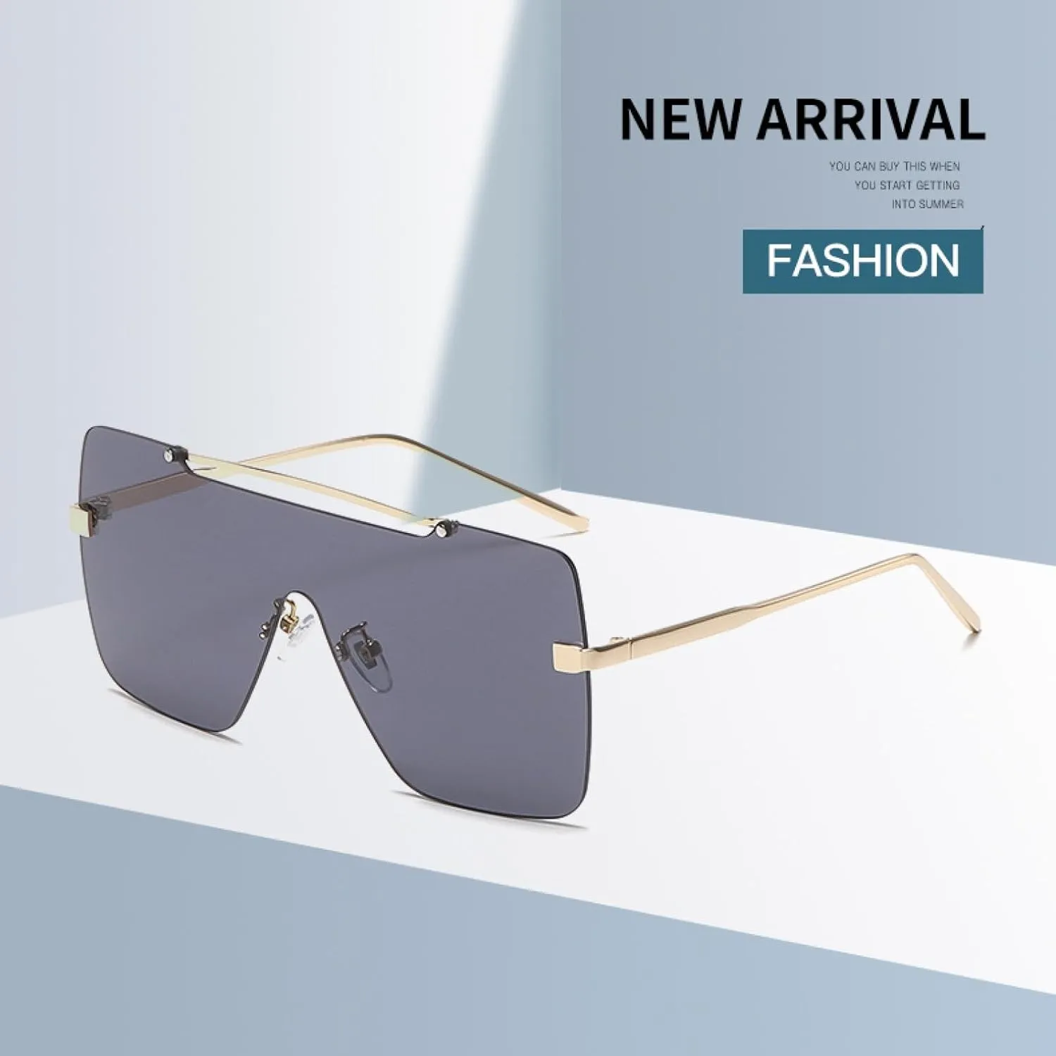 Oversized Sunglasses for Women Fashion Flat Top Gradient Lens One Piece Men Uv400 Outdoor