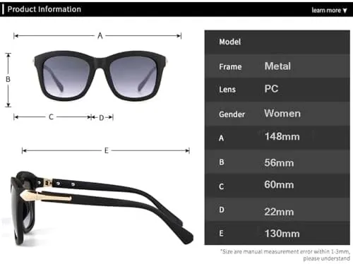 Oversized Sunglasses Men Vintage Retro Black Frame Sun Glasses Women Shades UV400