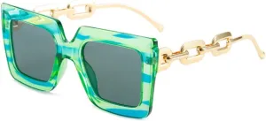 Oversized Sunglasses Women Big Metal Chain Frame Sunglasses Ladies Black Shades Glasses