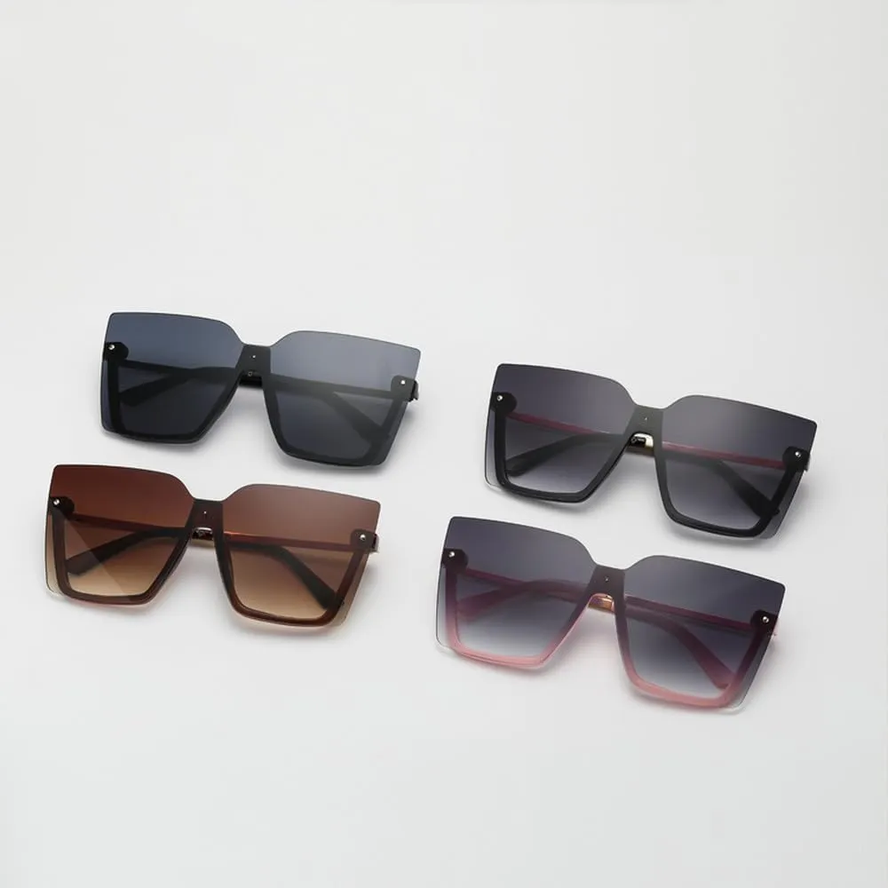 Oversized Sunglasses Women Vintage Shades Retro Big Sun Glasses UV400 Fashion Rimless Eyewear Female