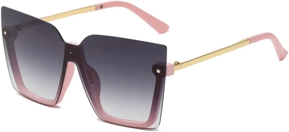 Oversized Sunglasses Women Vintage Shades Retro Big Sun Glasses UV400 Fashion Rimless Eyewear Female