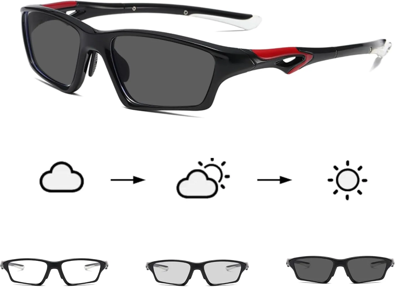 Photochromic Cycling Glasses Polarized Sports Sunglasses for Men Cycling Fishing Driving