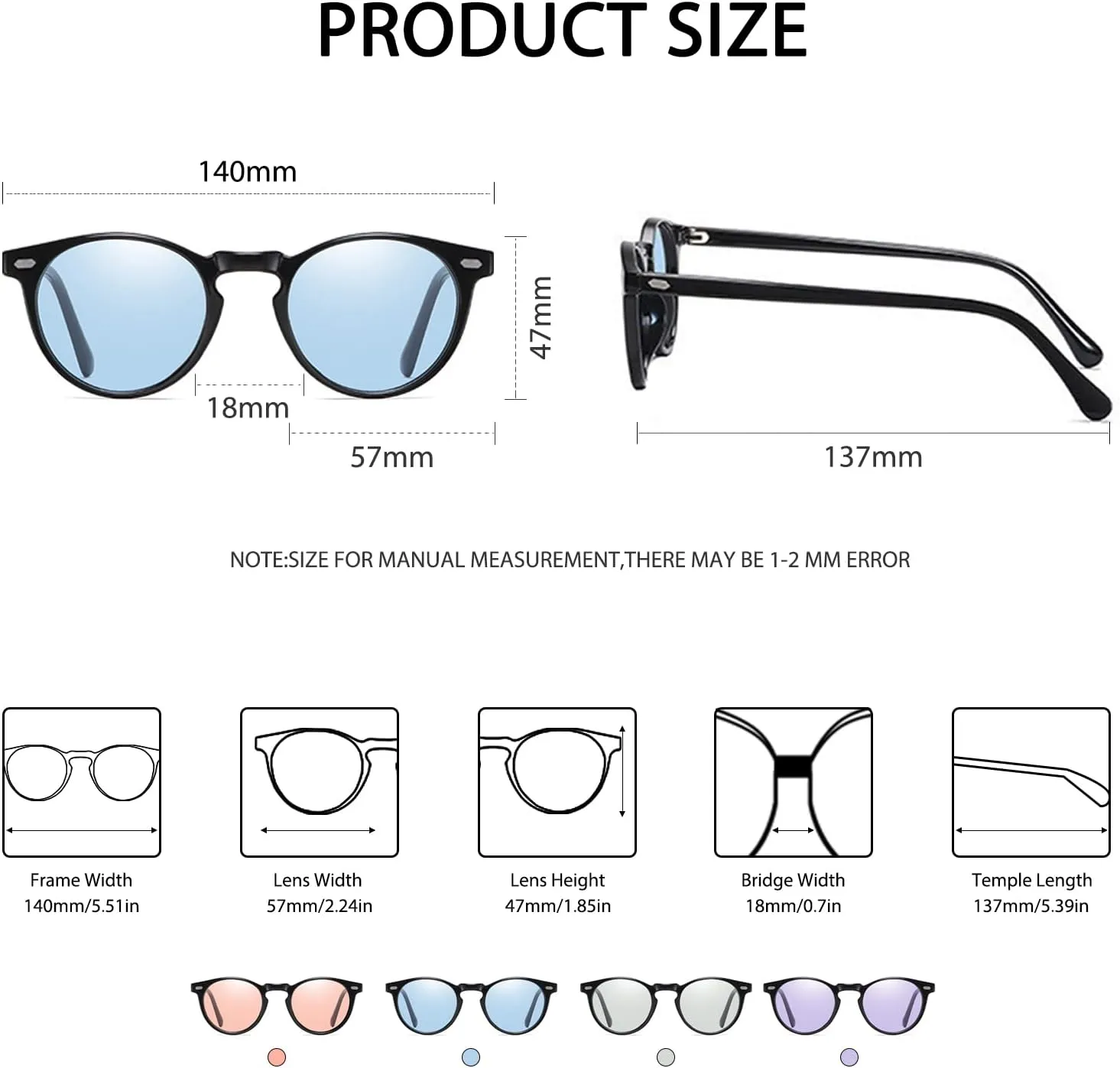 Photochromic Polarized Sunglasses For Men Women UV Protection Round Clear Driving Glasses Anti Glare Eyewear Glasses