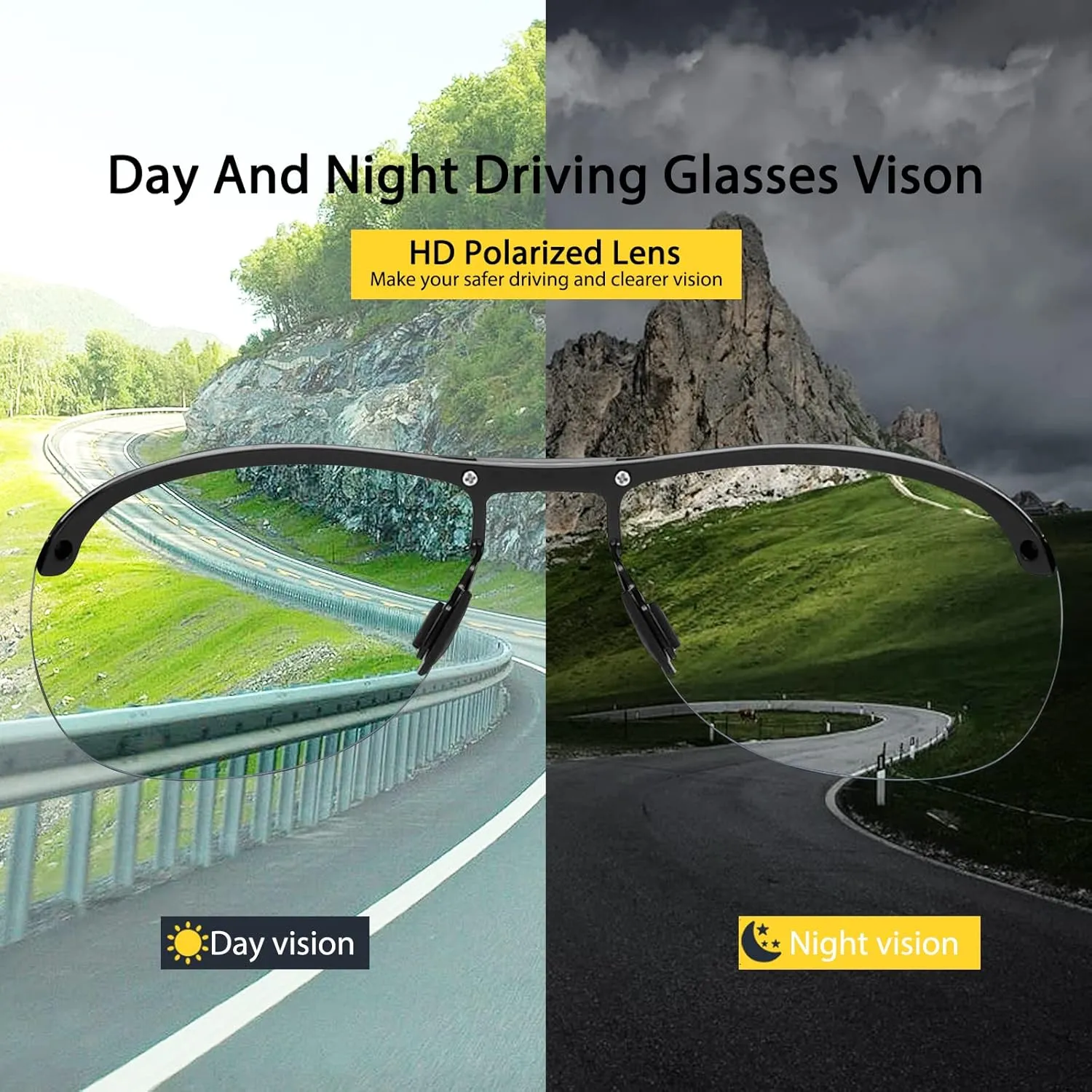 Photochromic Polarized Sunglasses For Men Women UV Protection Round Clear Driving Glasses Anti Glare Eyewear Glasses