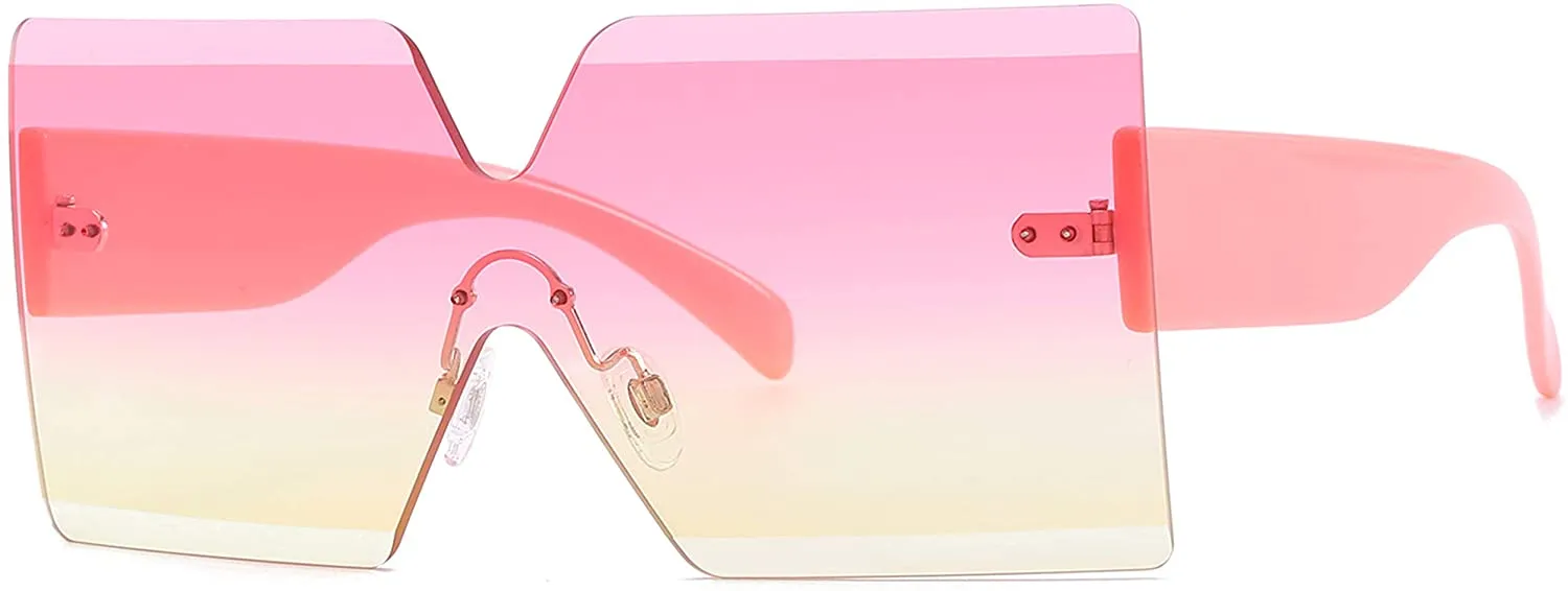 Pink Yellow Candy Color  Rimless Frame Transparent Glasses