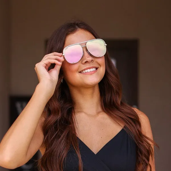 Pink/Gold High Quality Unisex Aviator Sunglasses