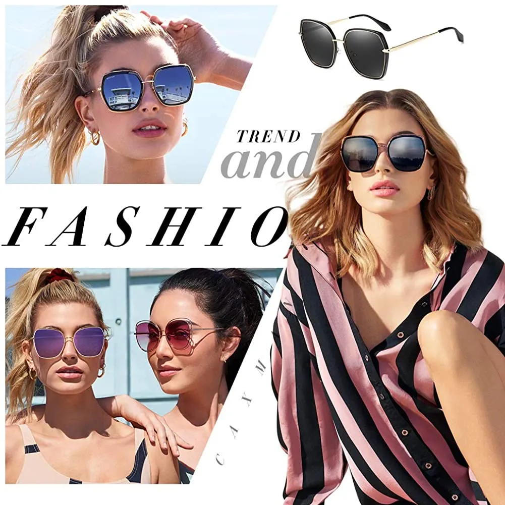 Polarized Black UV Protection Oversized Square Sun Glasses