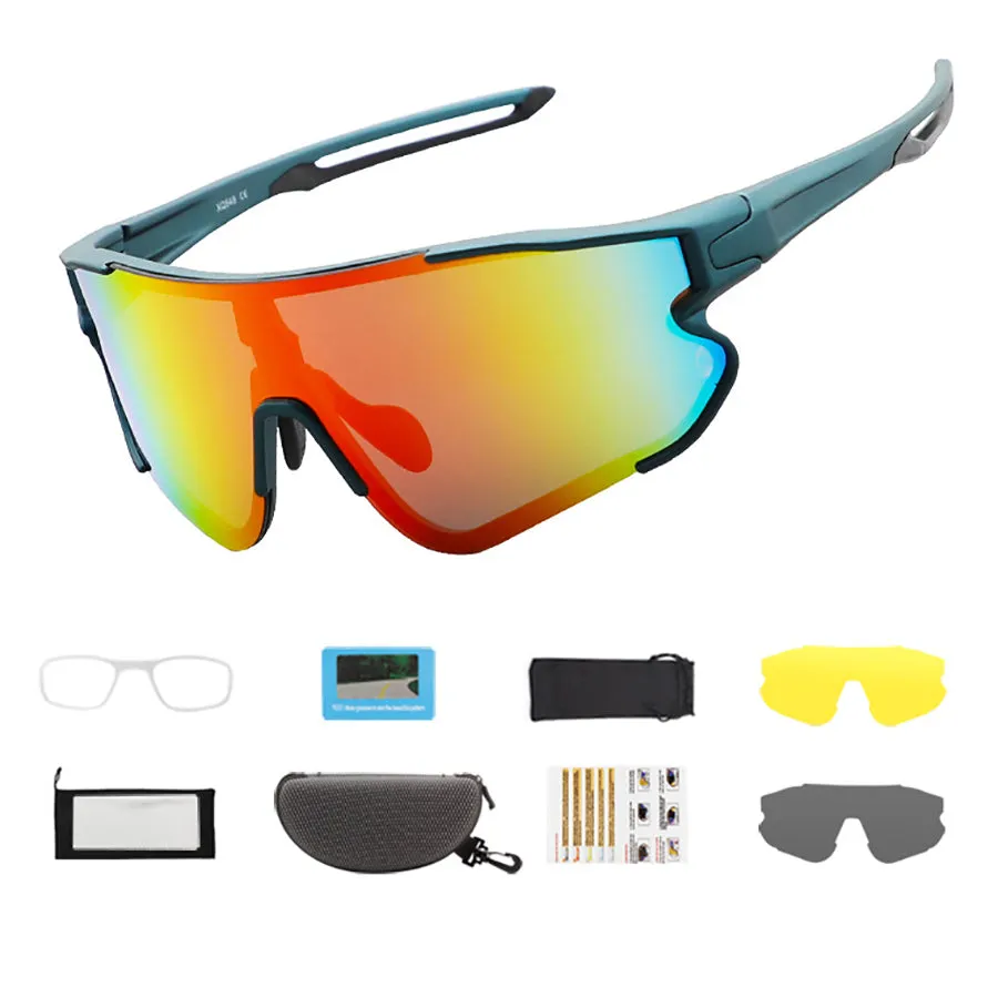 Polarized Cycling Glasses with 3 Interchangeable Lenses, Sports Sunglasses for Men Women Youth Fishing Golf Motorcycle Biking Baseball Running