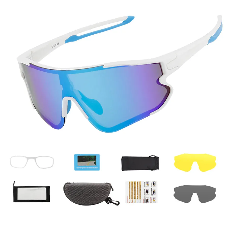 Polarized Cycling Glasses with 3 Interchangeable Lenses, Sports Sunglasses for Men Women Youth Fishing Golf Motorcycle Biking Baseball Running