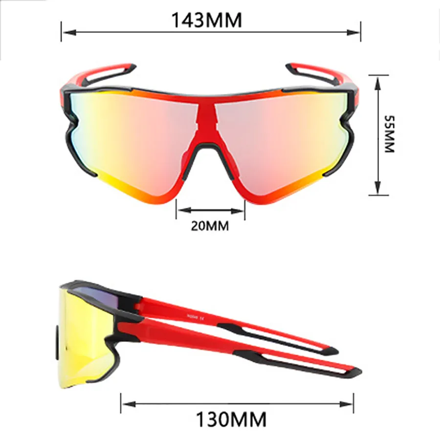 Polarized Cycling Glasses with 3 Interchangeable Lenses, Sports Sunglasses for Men Women Youth Fishing Golf Motorcycle Biking Baseball Running