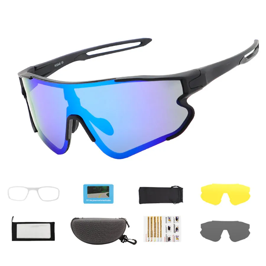 Polarized Cycling Glasses with 3 Interchangeable Lenses, Sports Sunglasses for Men Women Youth Fishing Golf Motorcycle Biking Baseball Running