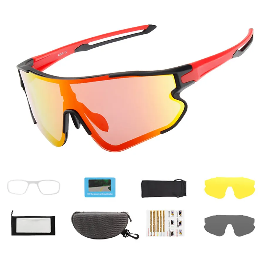 Polarized Cycling Glasses with 3 Interchangeable Lenses, Sports Sunglasses for Men Women Youth Fishing Golf Motorcycle Biking Baseball Running