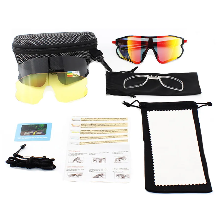 Polarized Cycling Glasses with 3 Interchangeable Lenses, Sports Sunglasses for Men Women Youth Fishing Golf Motorcycle Biking Baseball Running