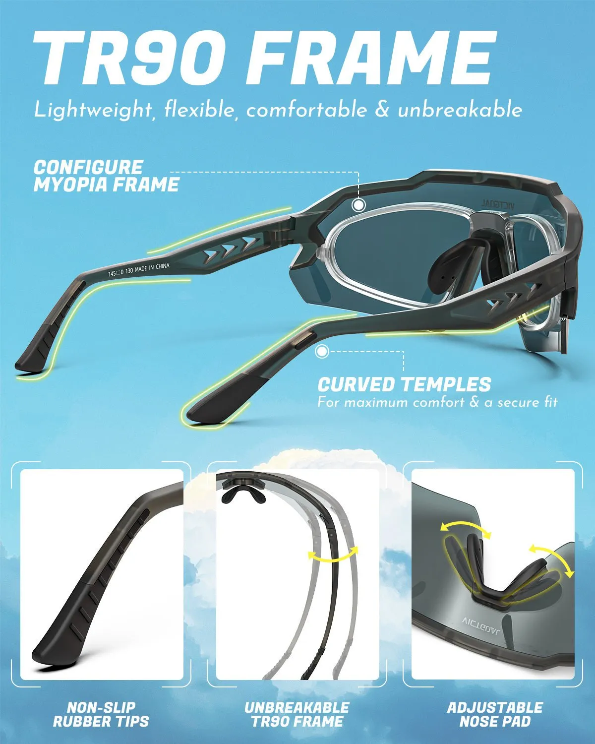 Polarized Cycling Sunglasses UV400 Men Women Stylish Sports Eyewear