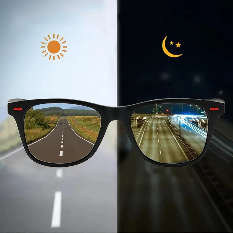 Polarized Night Vision Driving Glasses – PC Frame Anti-Glare Sunglasses for Men, Outdoor Sports & Day/Night Use, Sporty UV Protection Goggles - Easy Gift for Him
