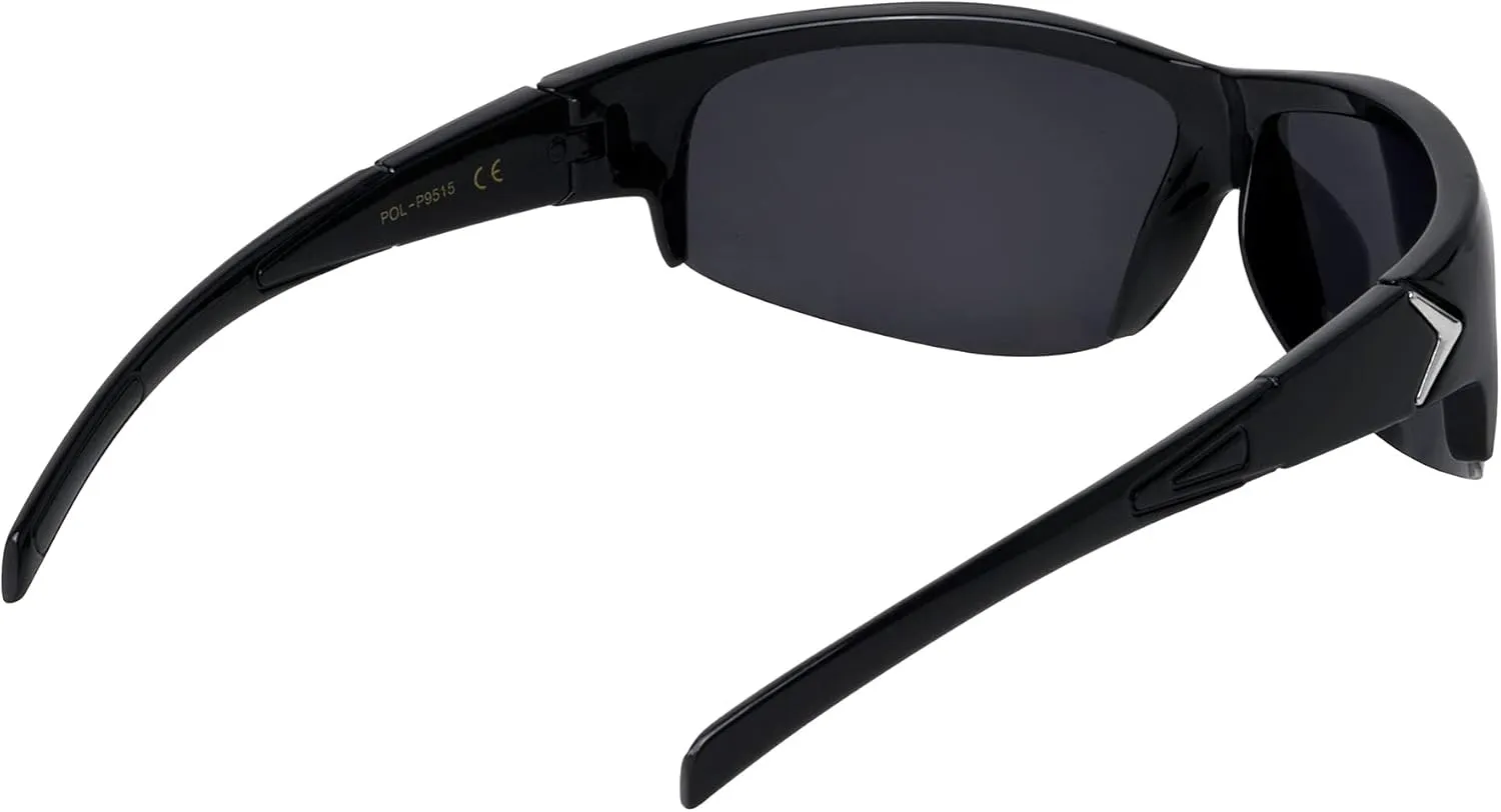 Polarized Semi Rimless V Hinge Sports Sunglasses for Men and Women UV400 Protection Plastic Frame