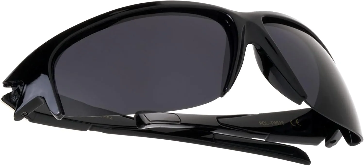Polarized Semi Rimless V Hinge Sports Sunglasses for Men and Women UV400 Protection Plastic Frame