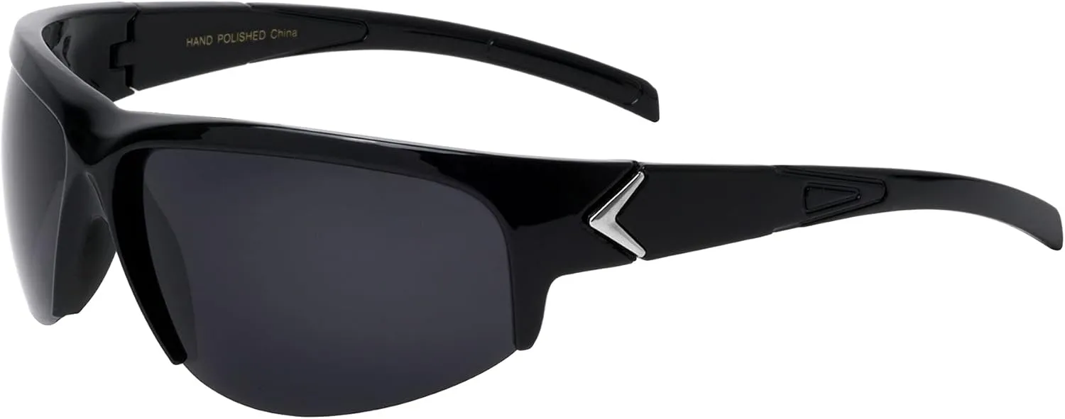 Polarized Semi Rimless V Hinge Sports Sunglasses for Men and Women UV400 Protection Plastic Frame