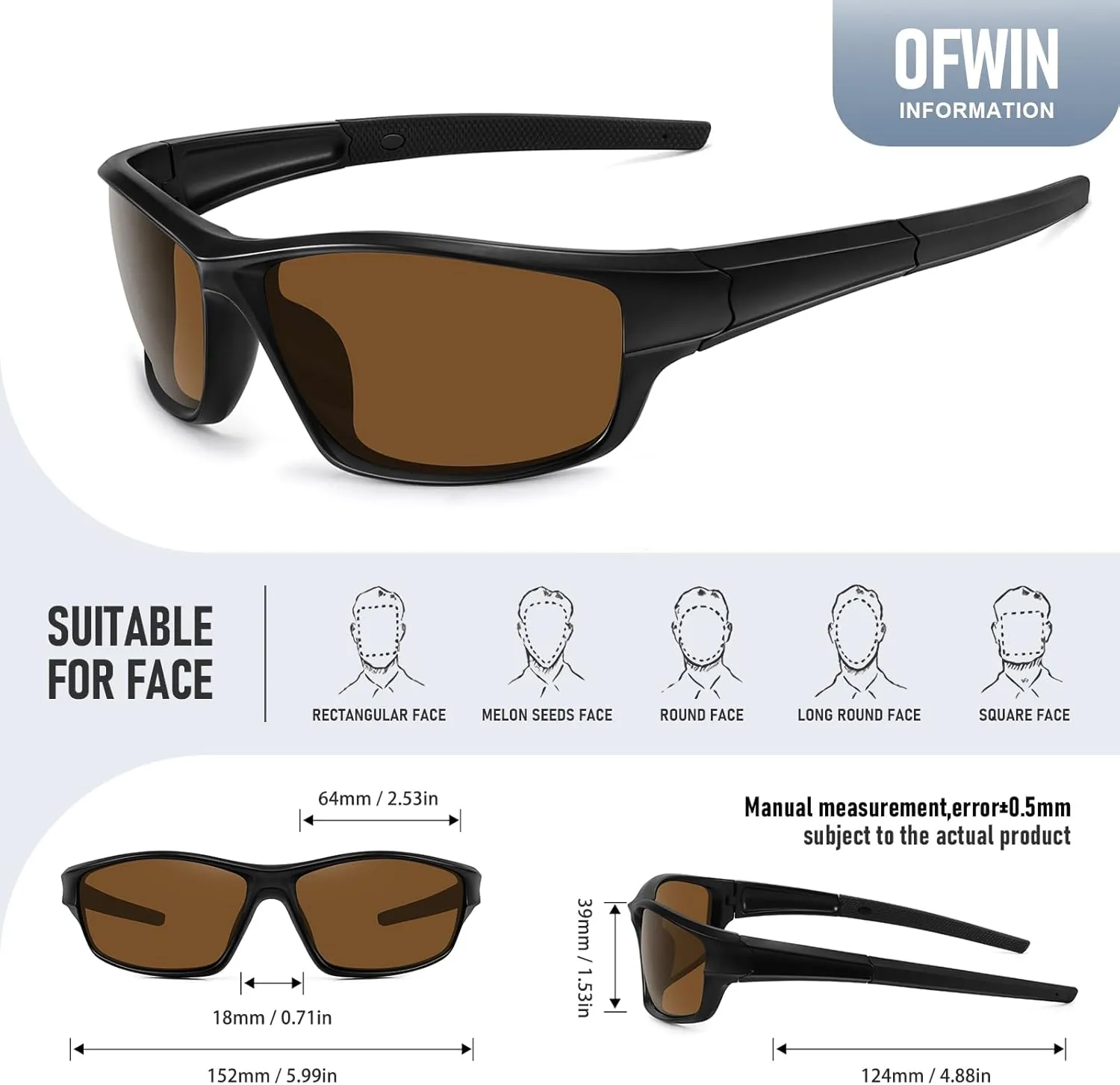 Polarized Sports Sunglasses for Men Women Driving Cycling Fishing Wrap Around Sun Glasses UV400 Protection
